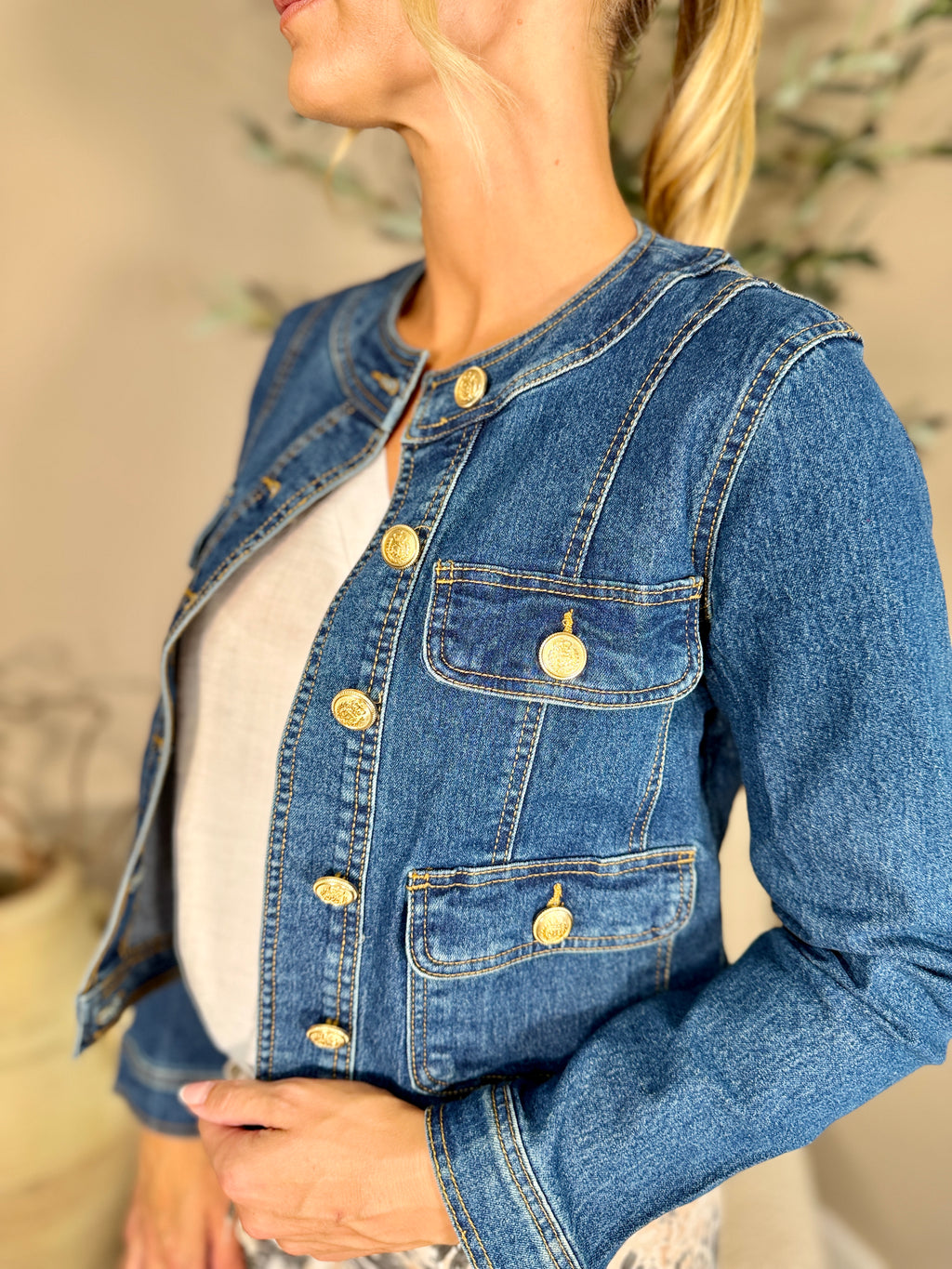 Camden Round Neck Denim Jacket