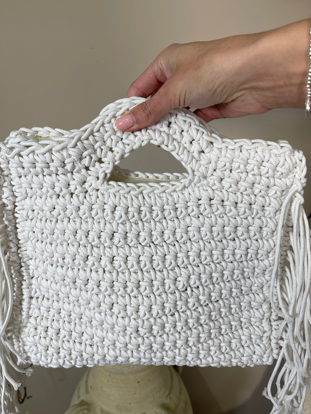 Mykonos Fringed Crochet Bag