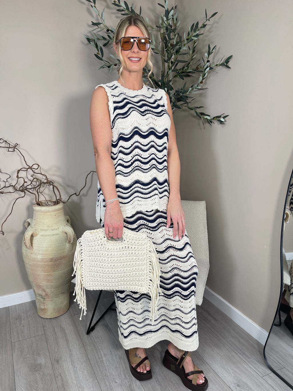 Mykonos Fringed Crochet Bag