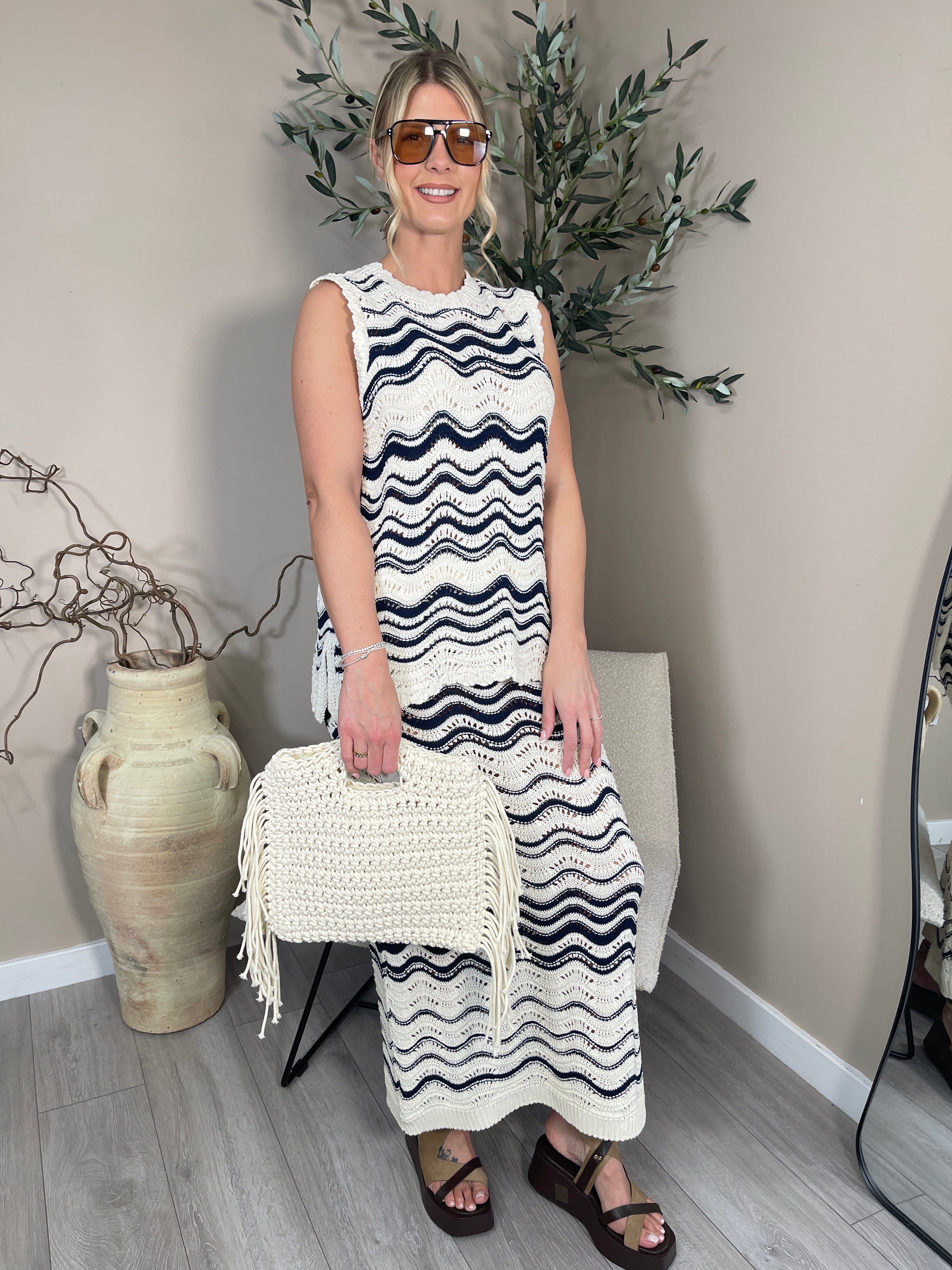 Mykonos Fringed Crochet Bag