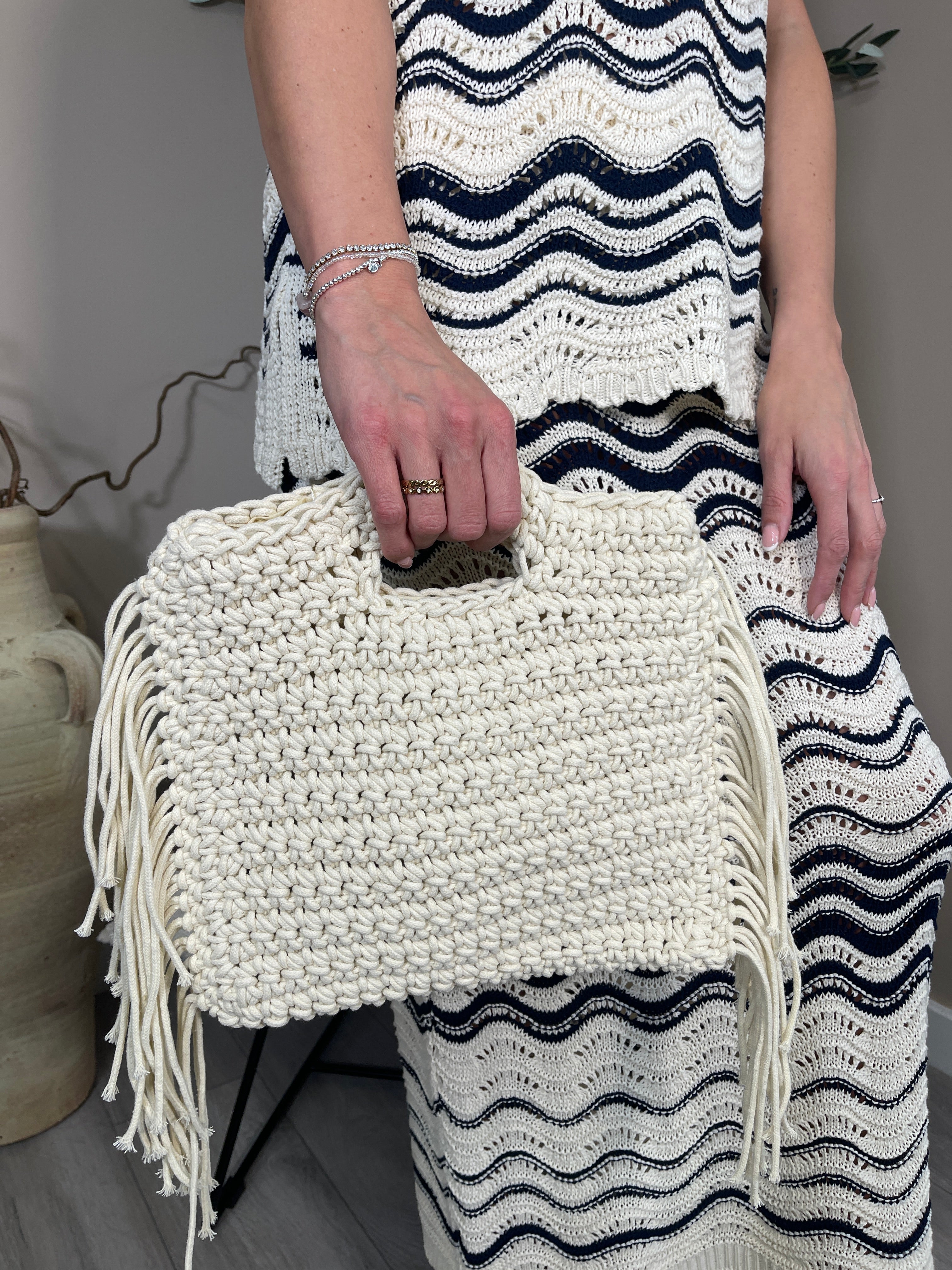 Mykonos Fringed Crochet Bag