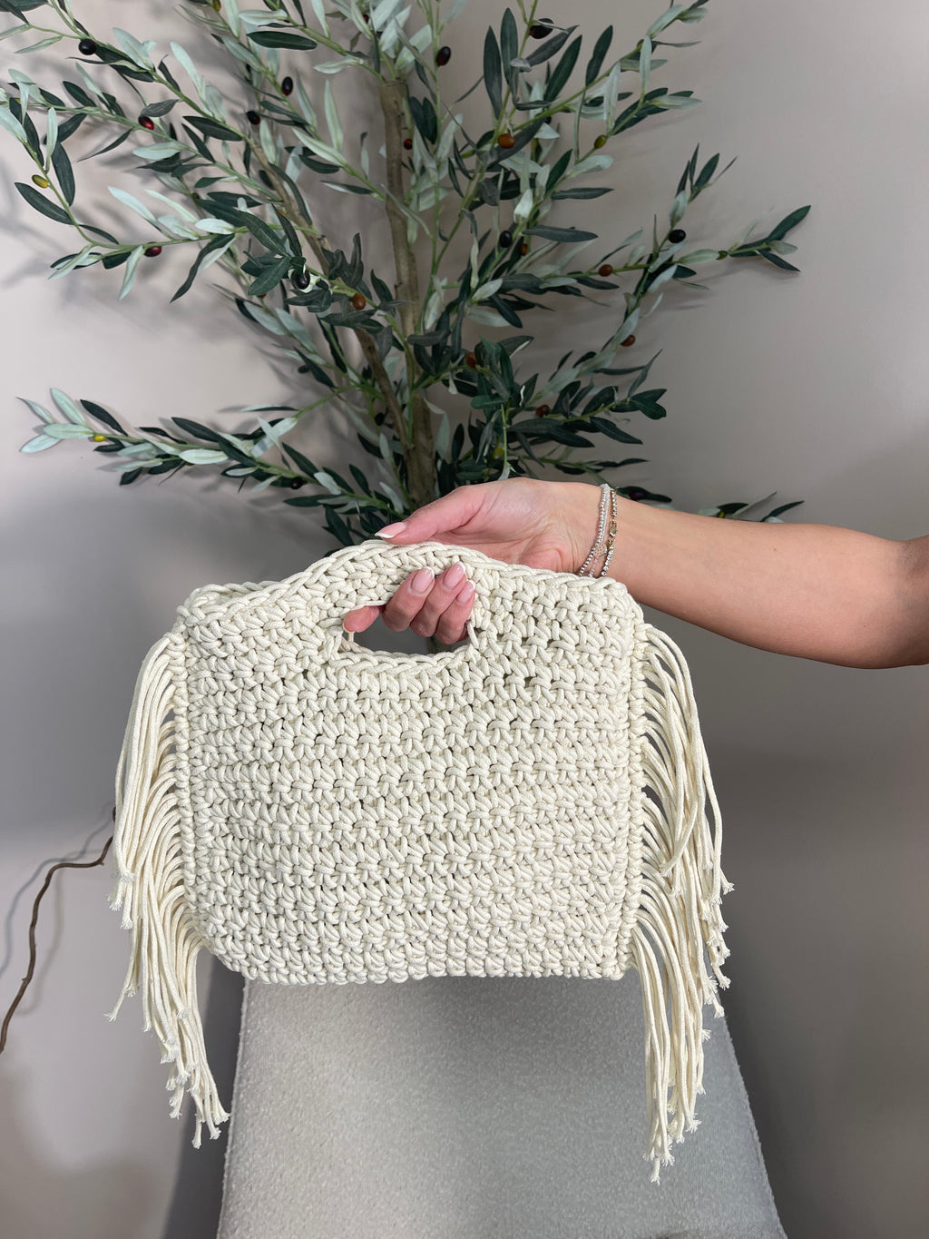 Mykonos Fringed Crochet Bag