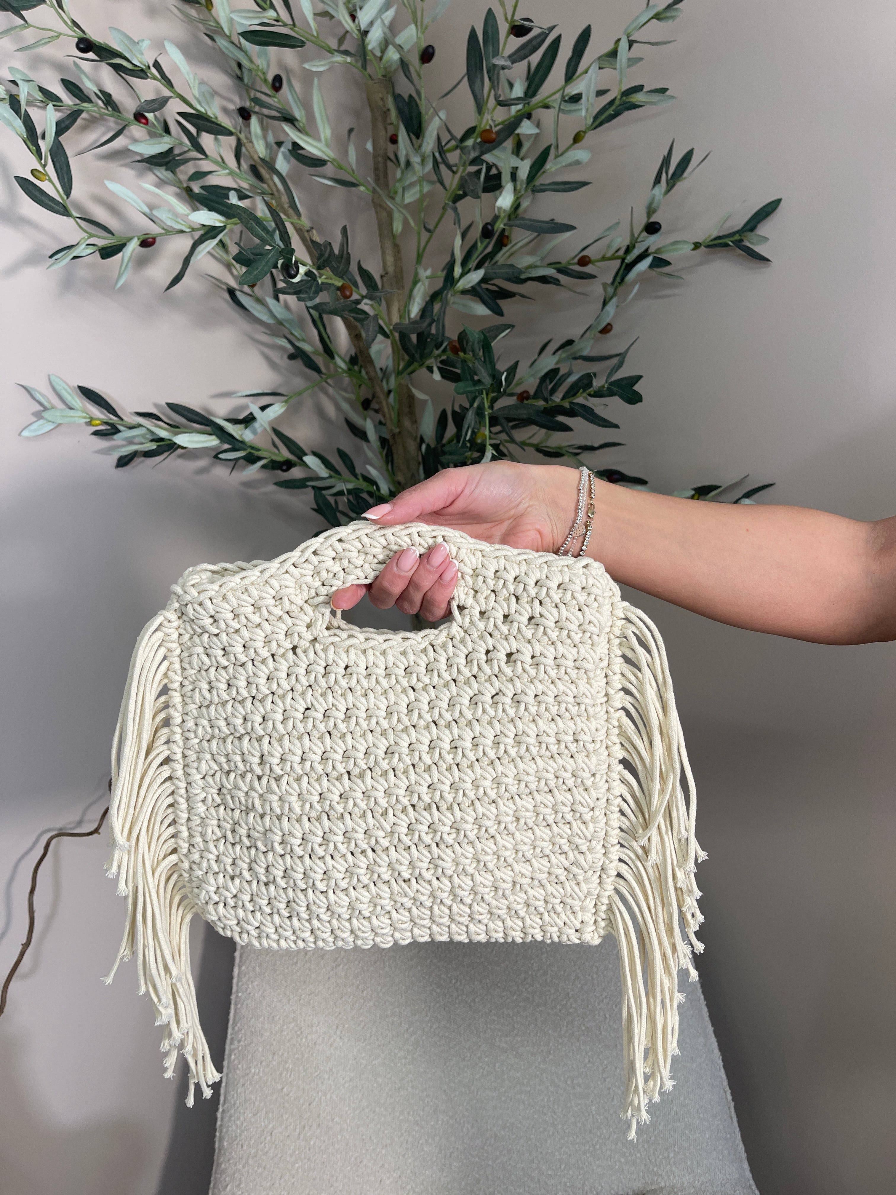 Mykonos Fringed Crochet Bag
