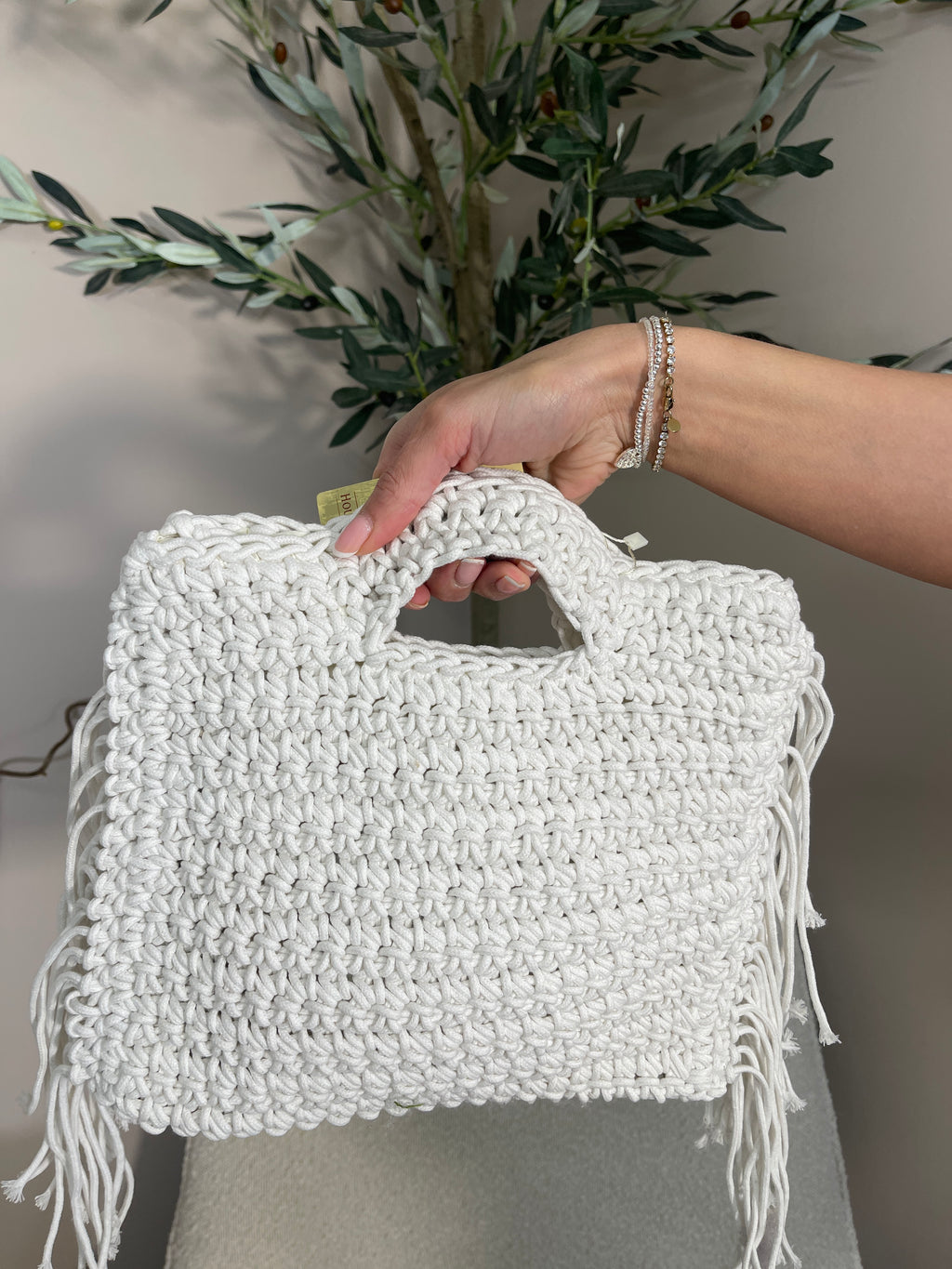 Mykonos Fringed Crochet Bag