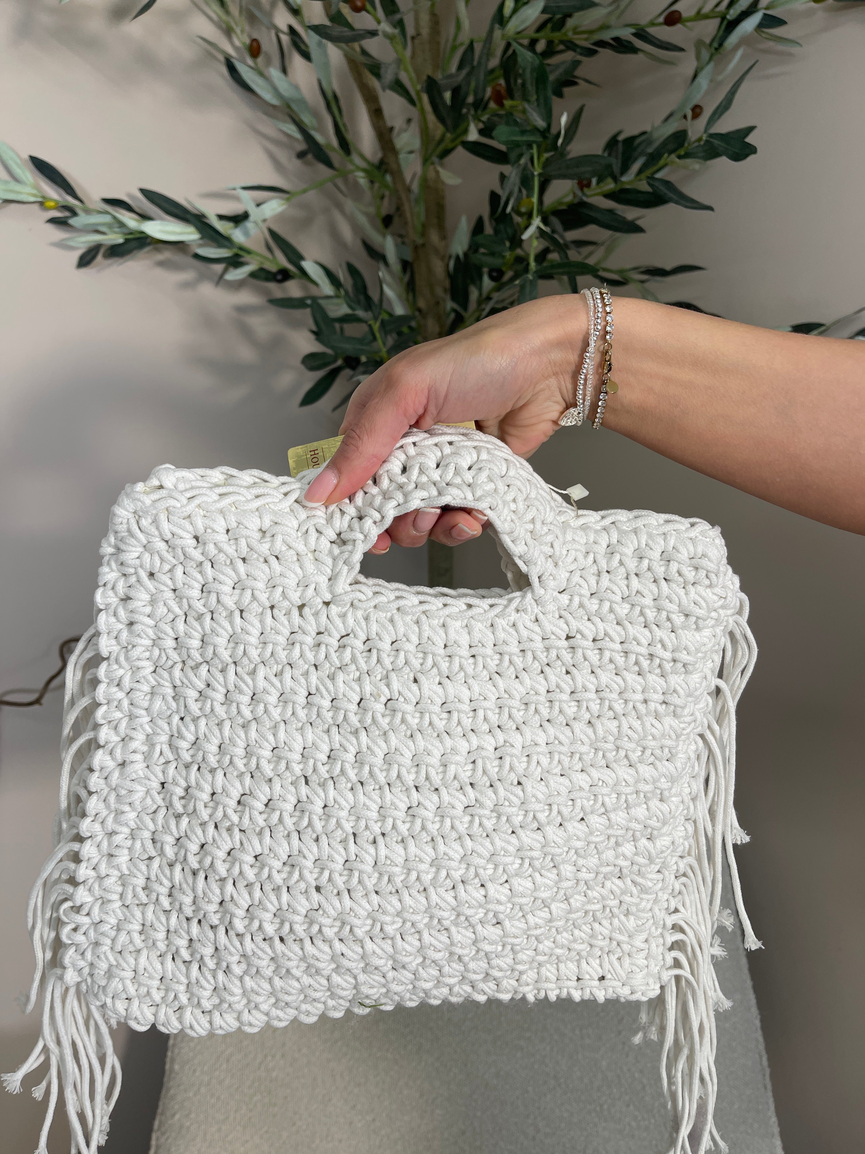 Mykonos Fringed Crochet Bag