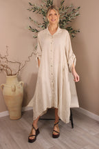 Hamptons Linen Stripe Shirt Dress