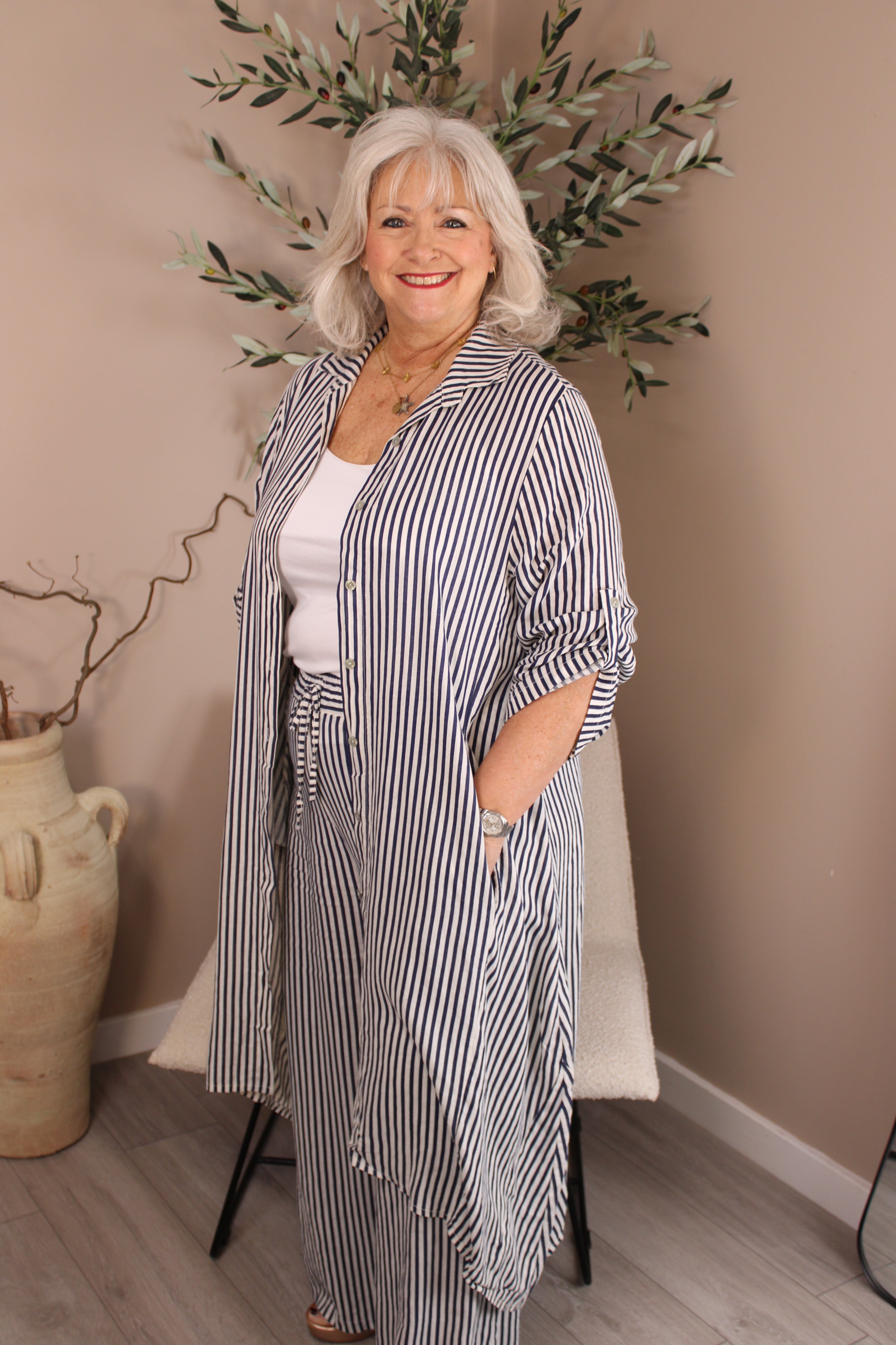 Hamptons Linen Stripe Shirt Dress