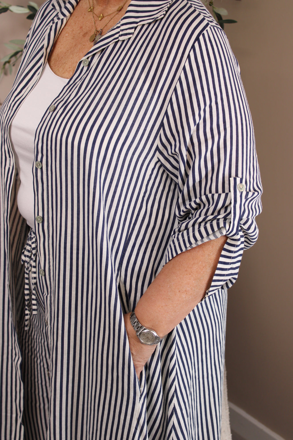 Hamptons Linen Stripe Shirt Dress