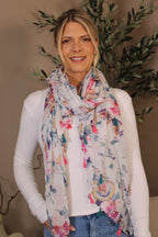 Pink & Teale Tassel Scarf
