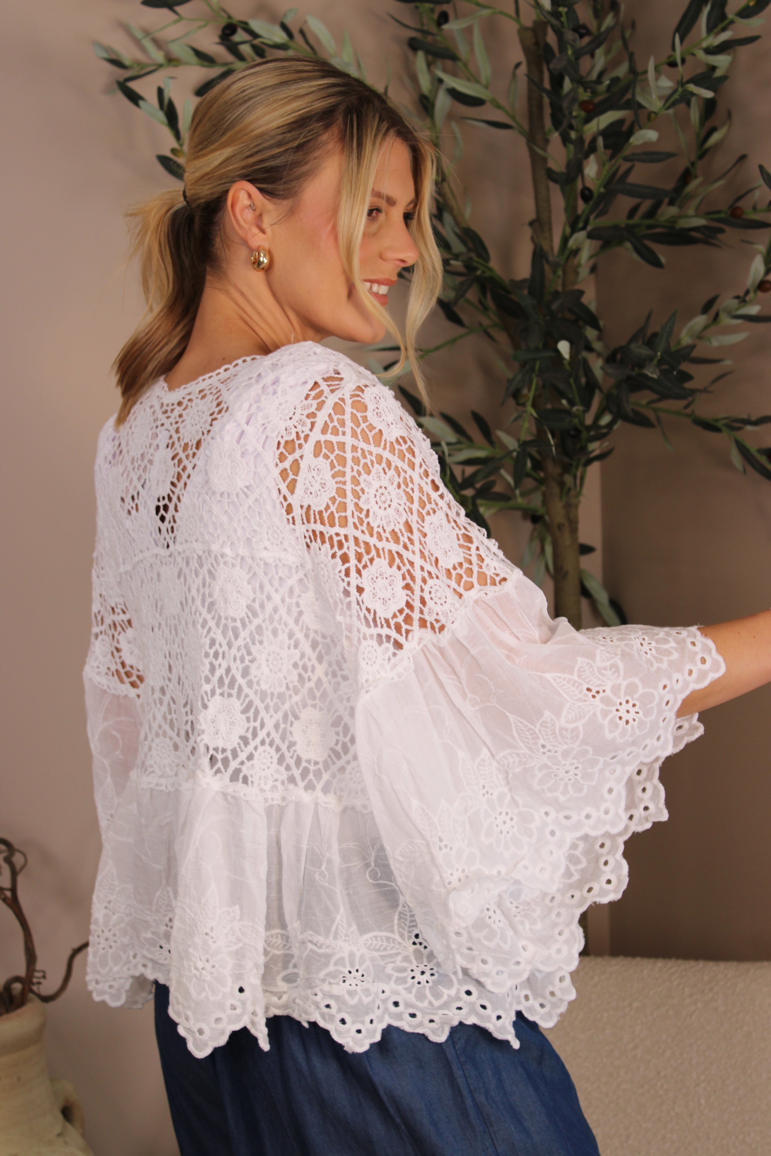 Almeria Crochet Frill Cardi