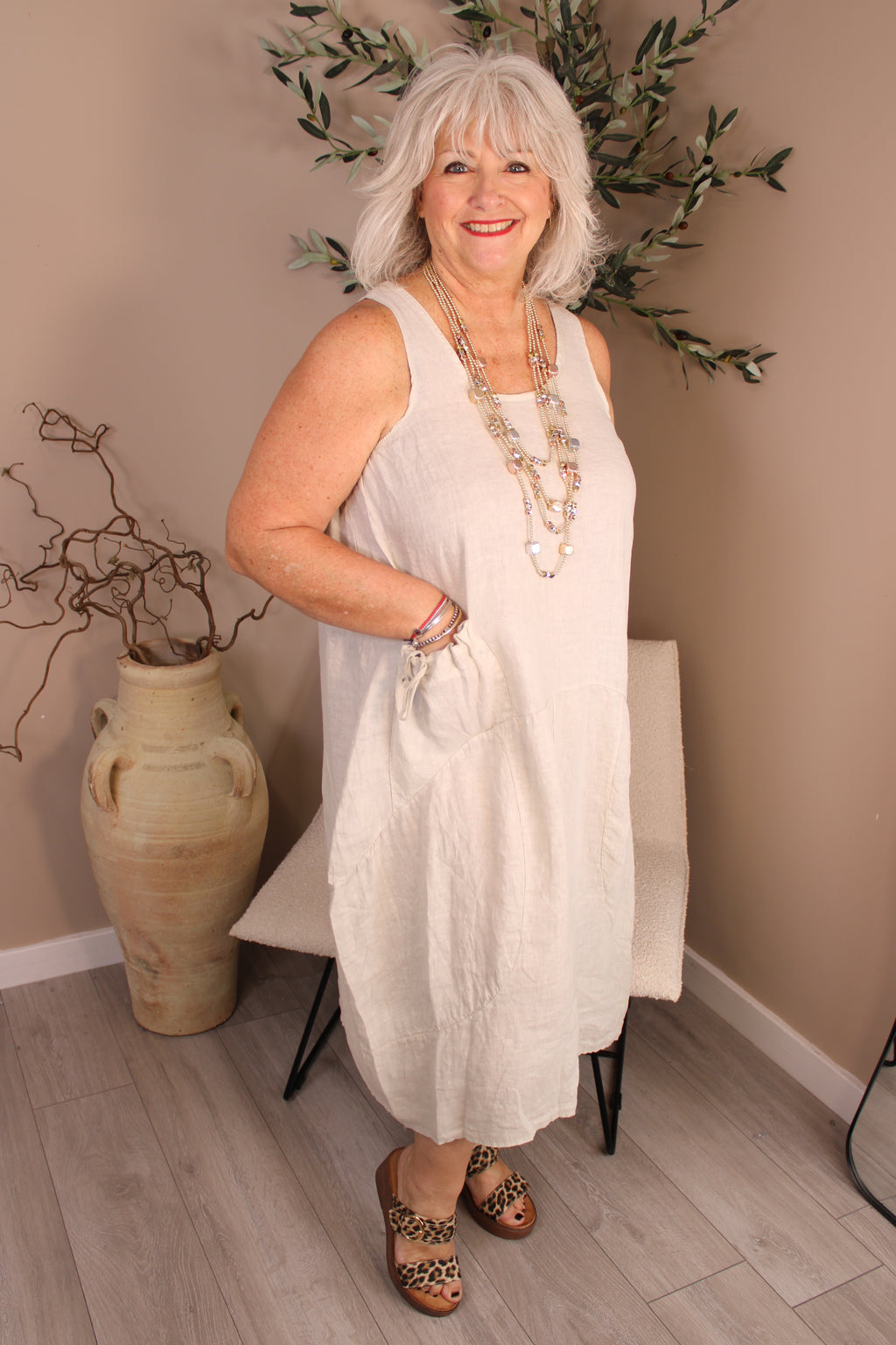 Roma Linen Sleeveless Dress