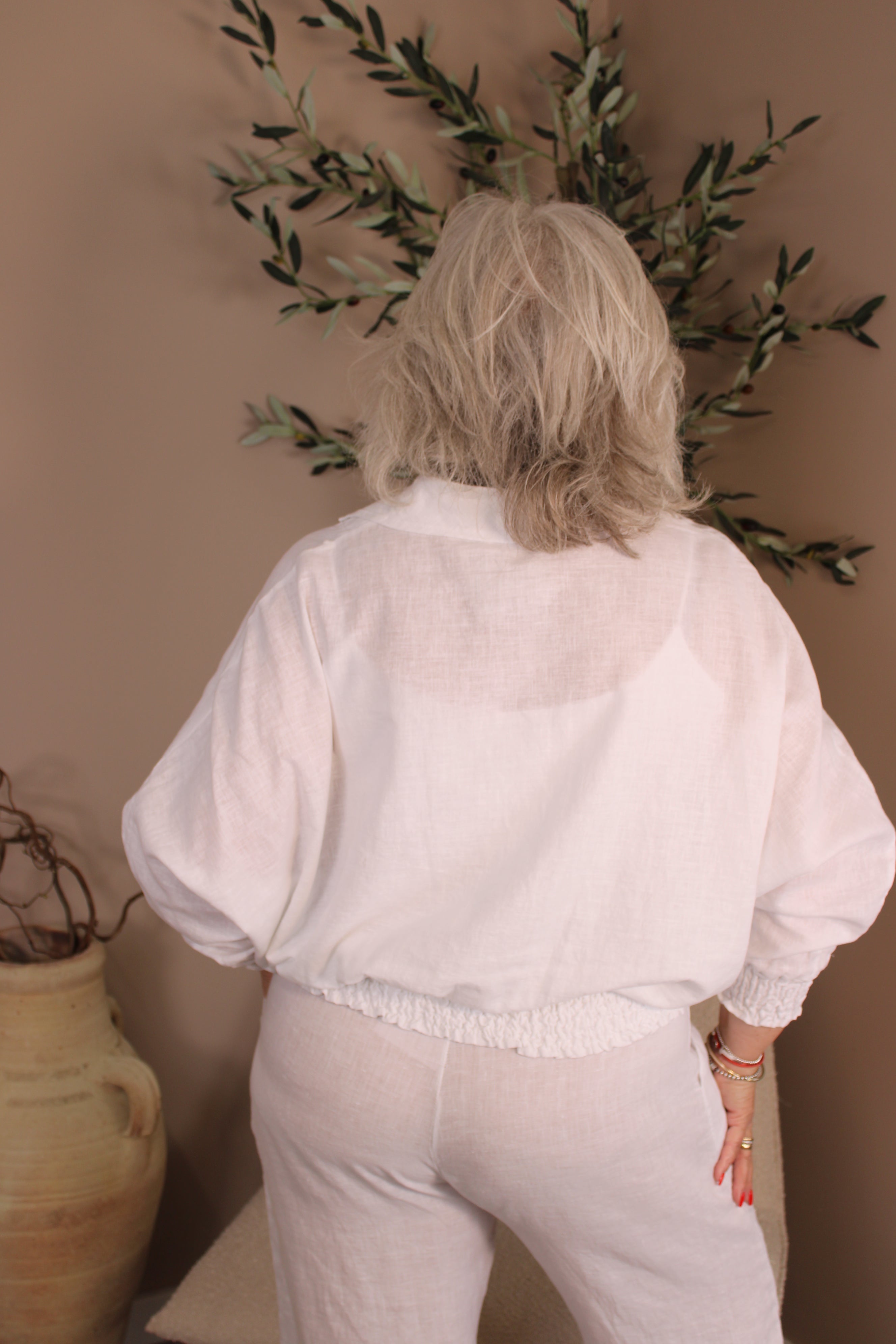 Roma Linen Wrap Blouse