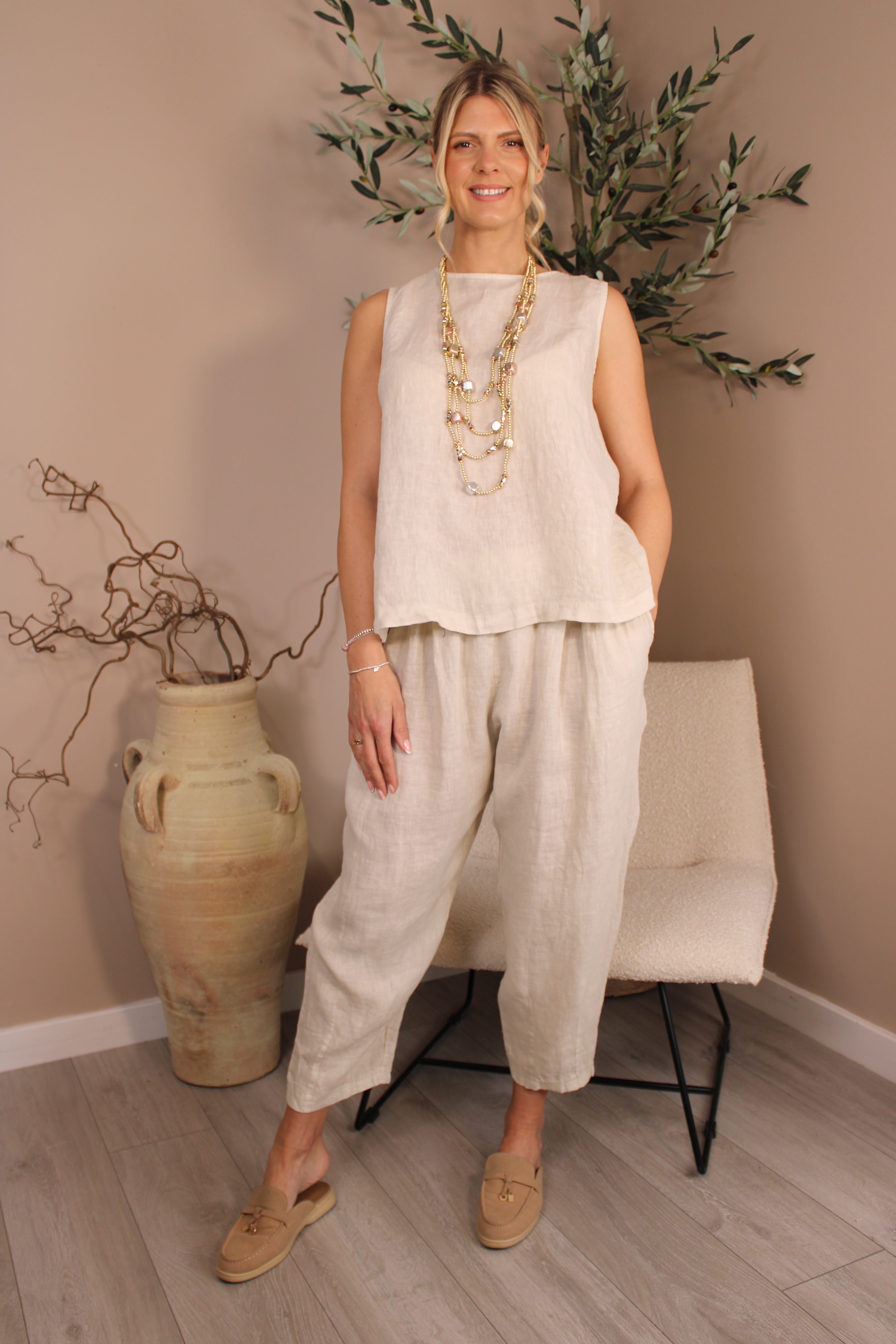 Roma Linen Barrel Trousers