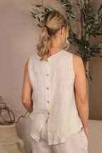 Roma Linen Button Back Sleeveless Top
