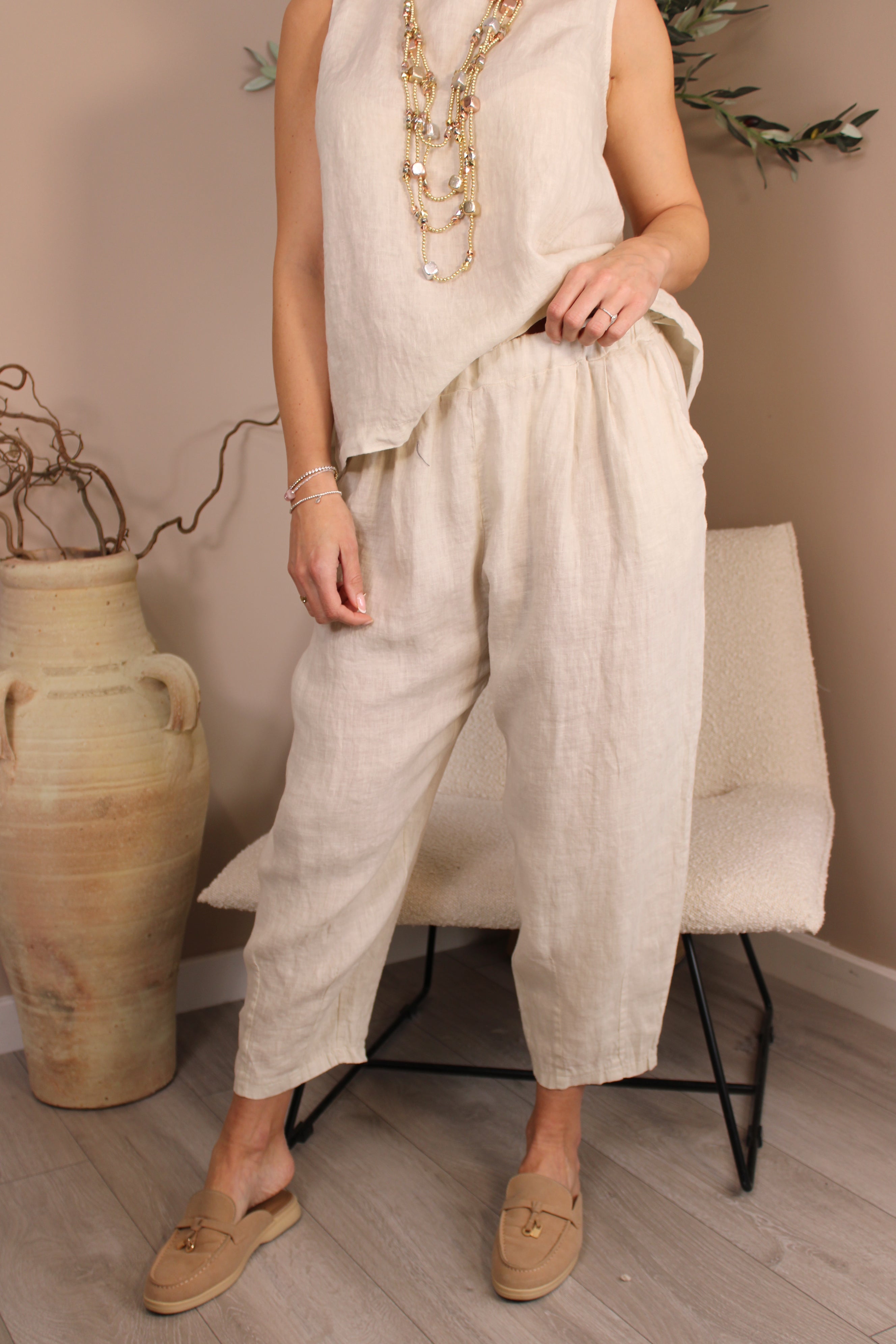 Roma Linen Barrel Trousers