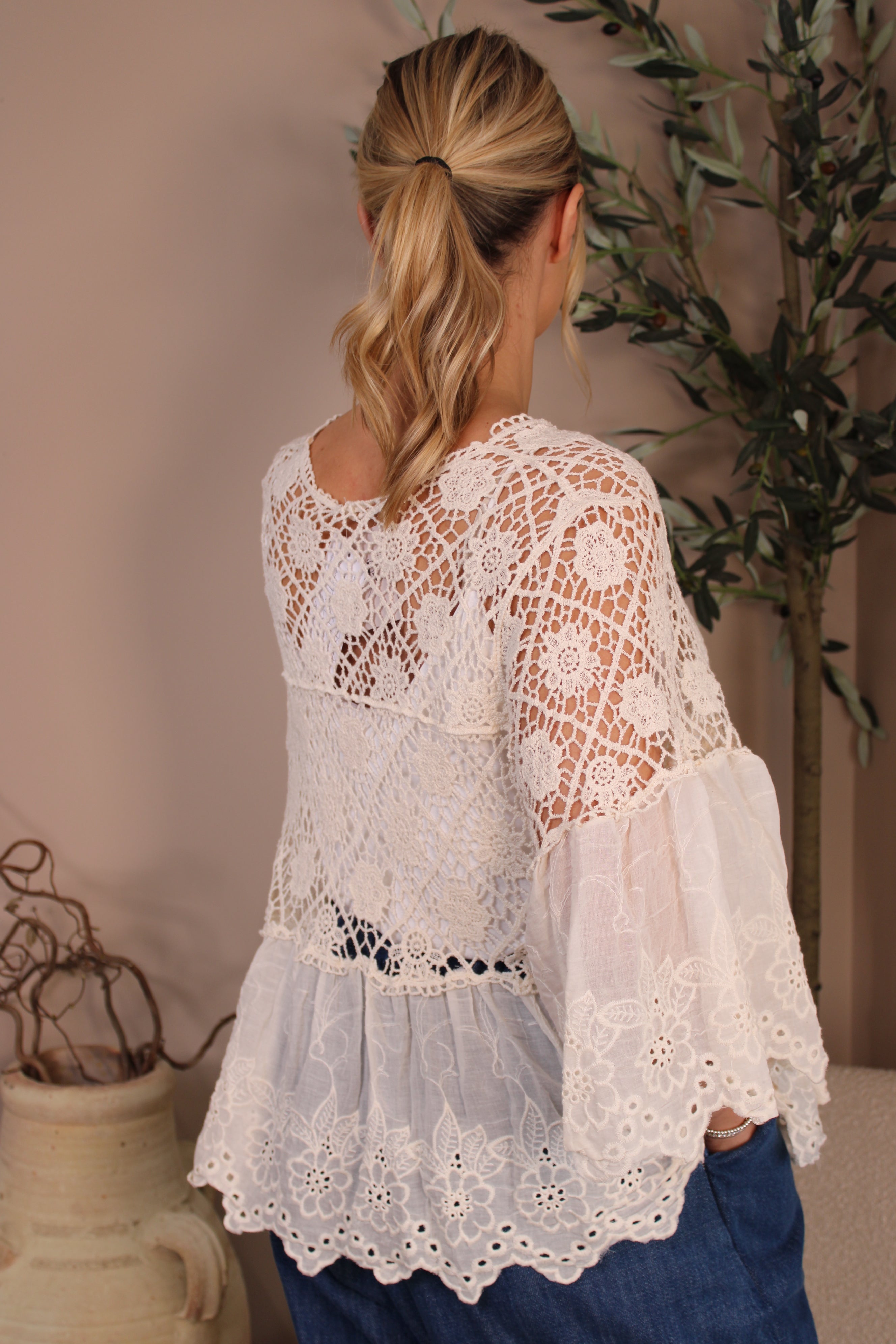 Almeria Crochet Frill Cardi