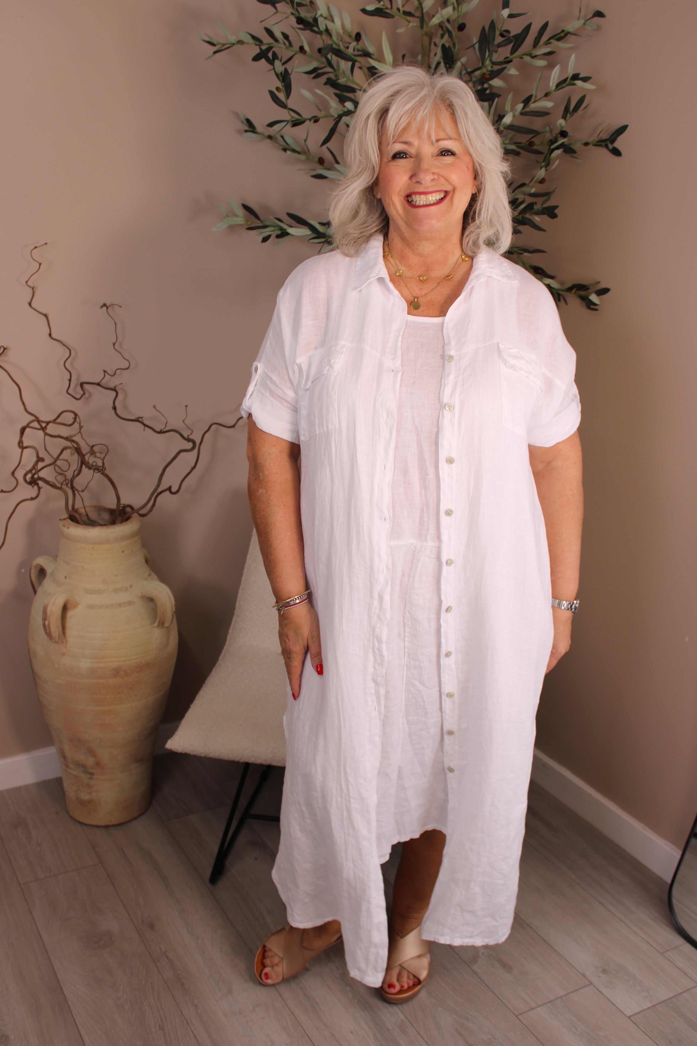 Roma Linen Shirt Dress