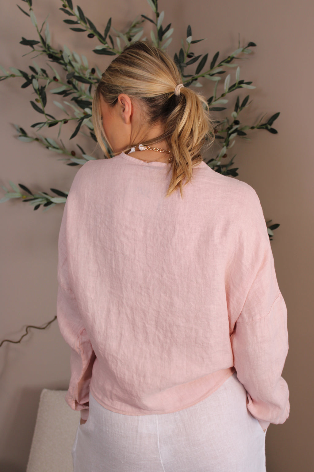 Roma Linen Tie Front Top