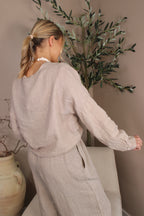 Roma Linen Tie Front Top
