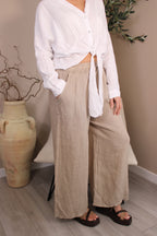 Roma Linen Wide Leg Trousers