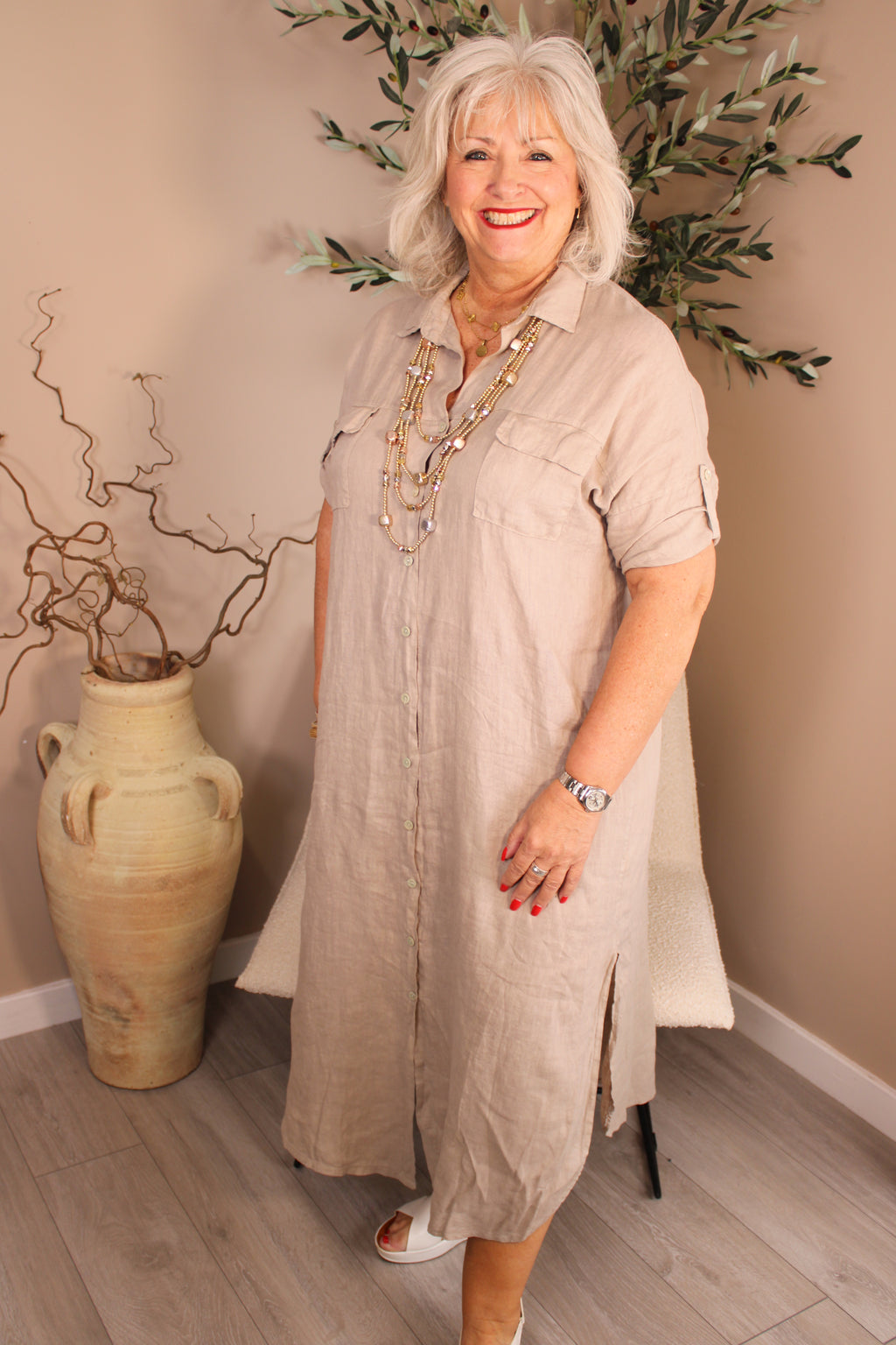 Roma Linen Shirt Dress