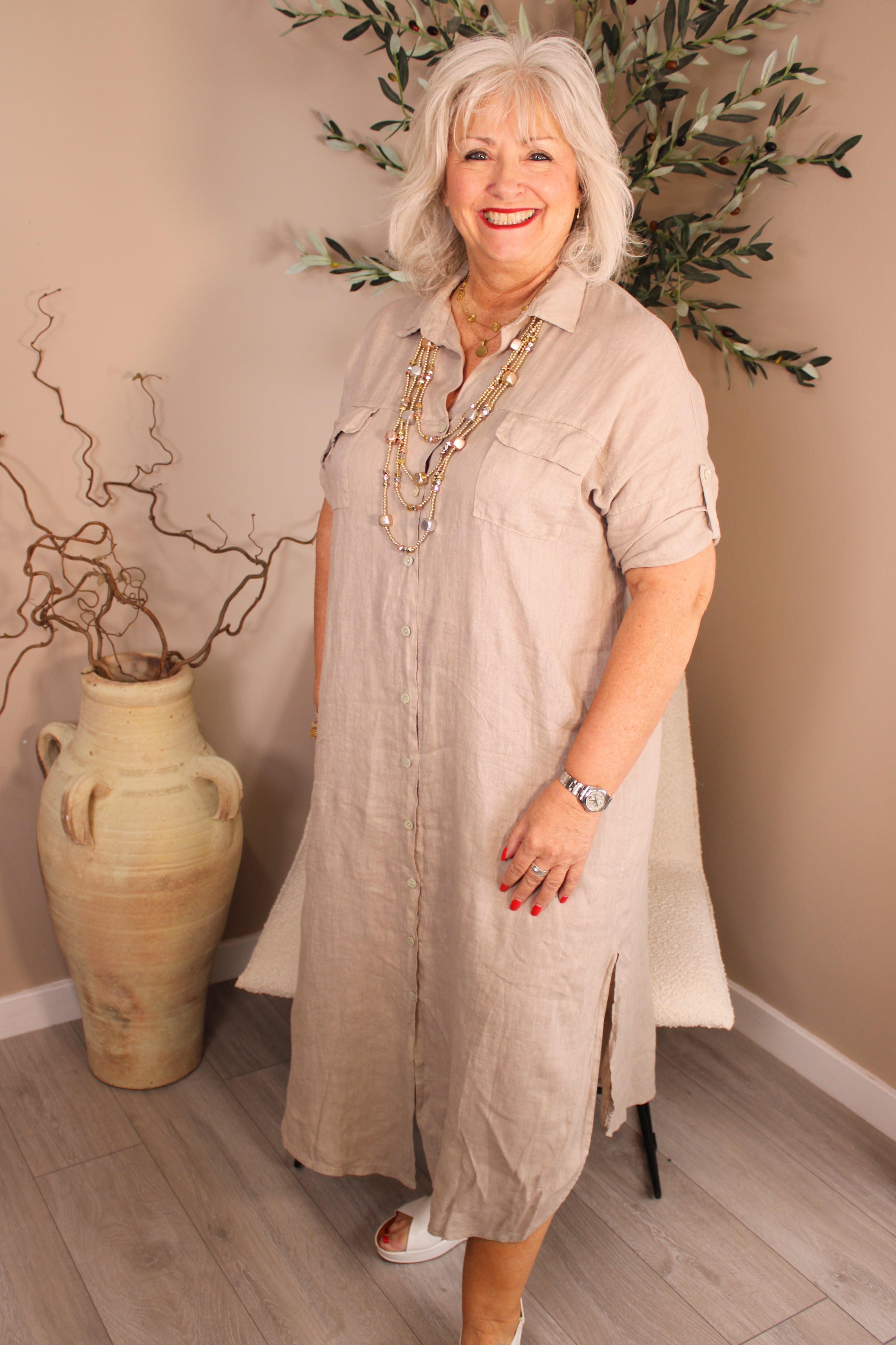 Roma Linen Shirt Dress