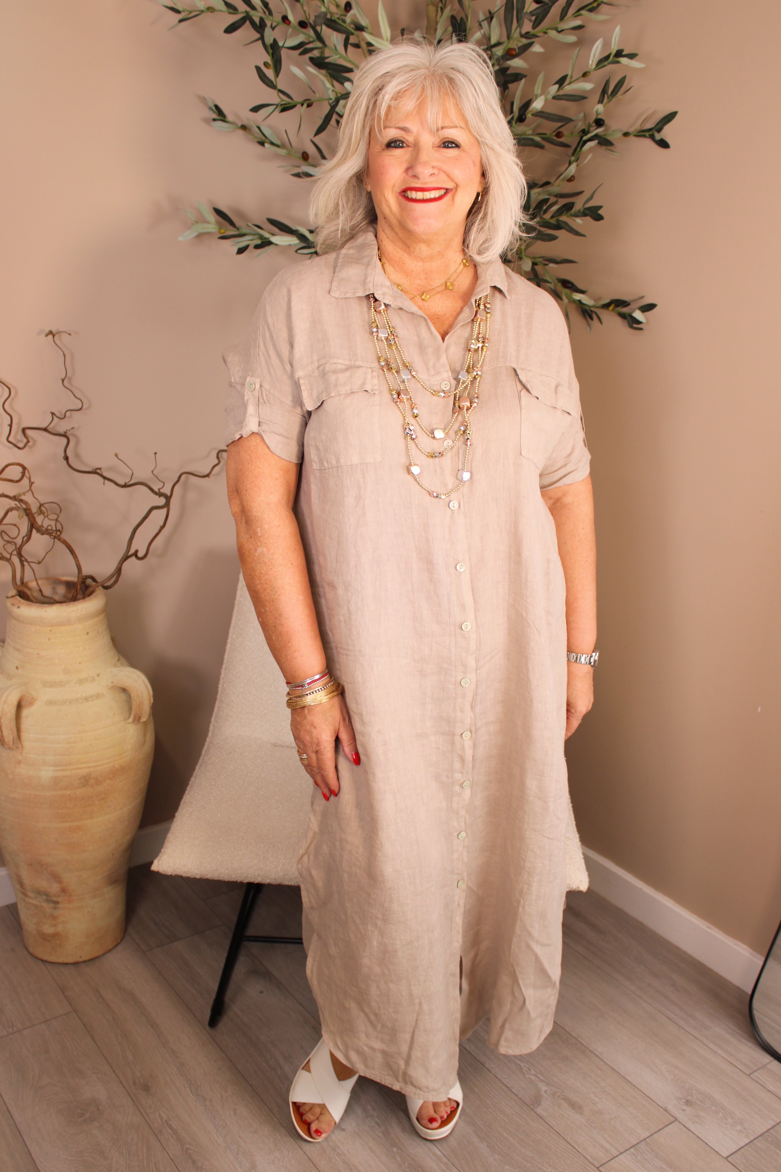 Roma Linen Shirt Dress