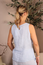 Roma Linen Sleeveless Tie Top