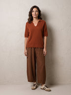 Oxford V Neck Knit Tee