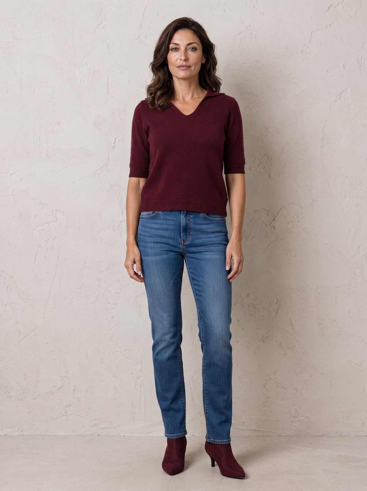 Oxford V Neck Knit Tee