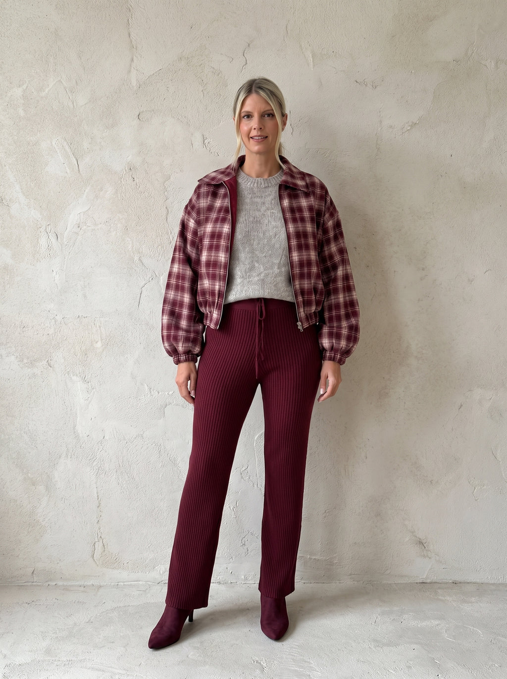 Prague Check Funnel Neck Jacket