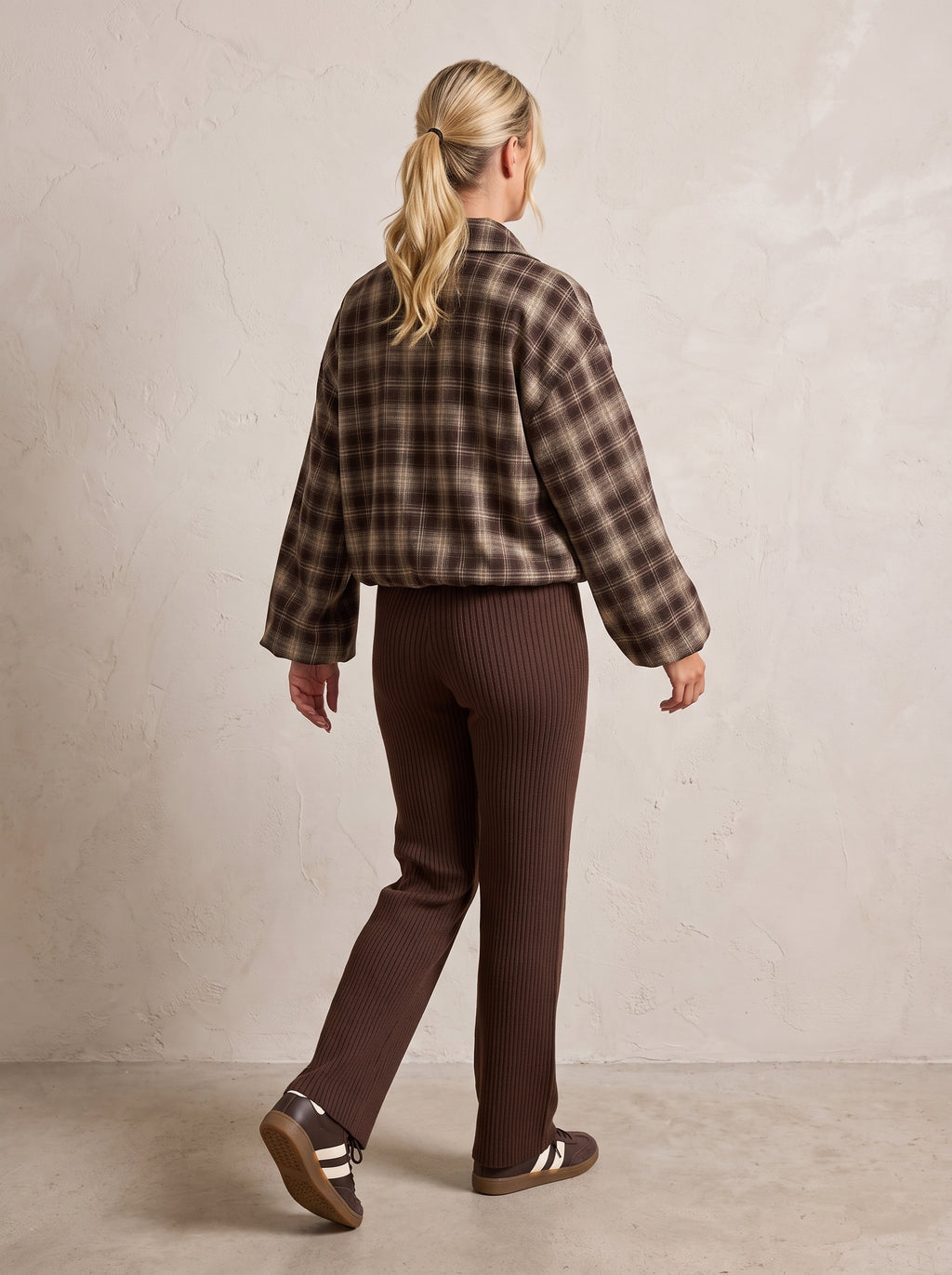 Prague Check Funnel Neck Jacket