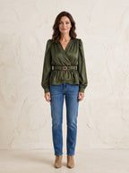 Tatton Belted Peplum Top
