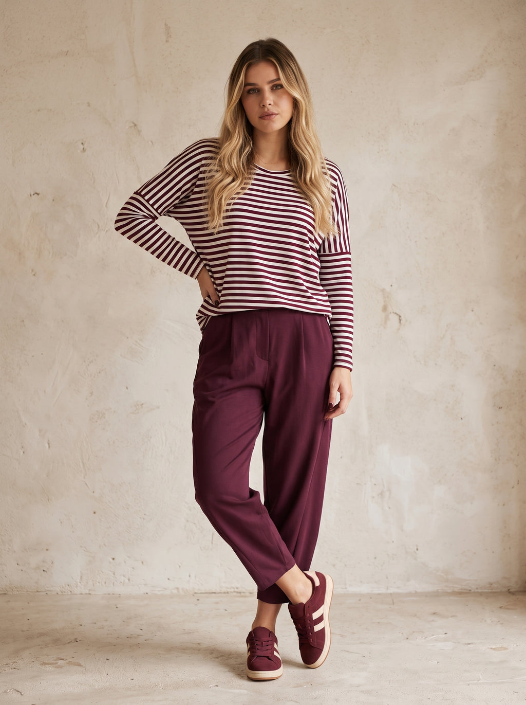 Henley Stripe Top