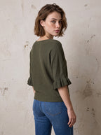 Oxford Frill Sleeve Knit