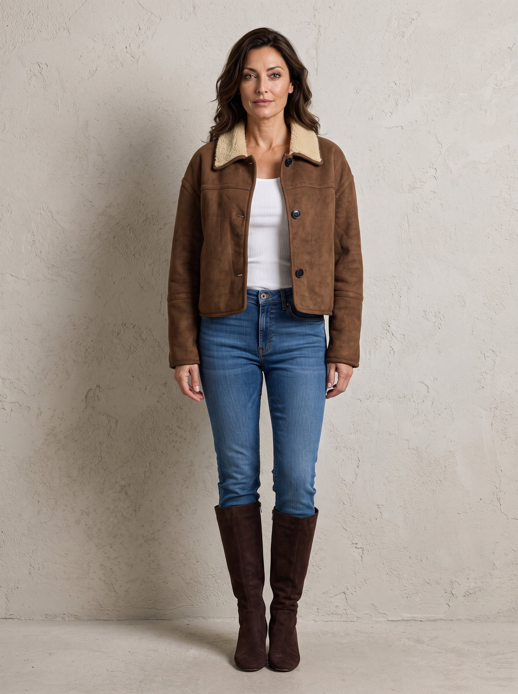 Henley Faux Sheepskin Crop Jacket