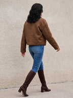 Henley Faux Sheepskin Crop Jacket