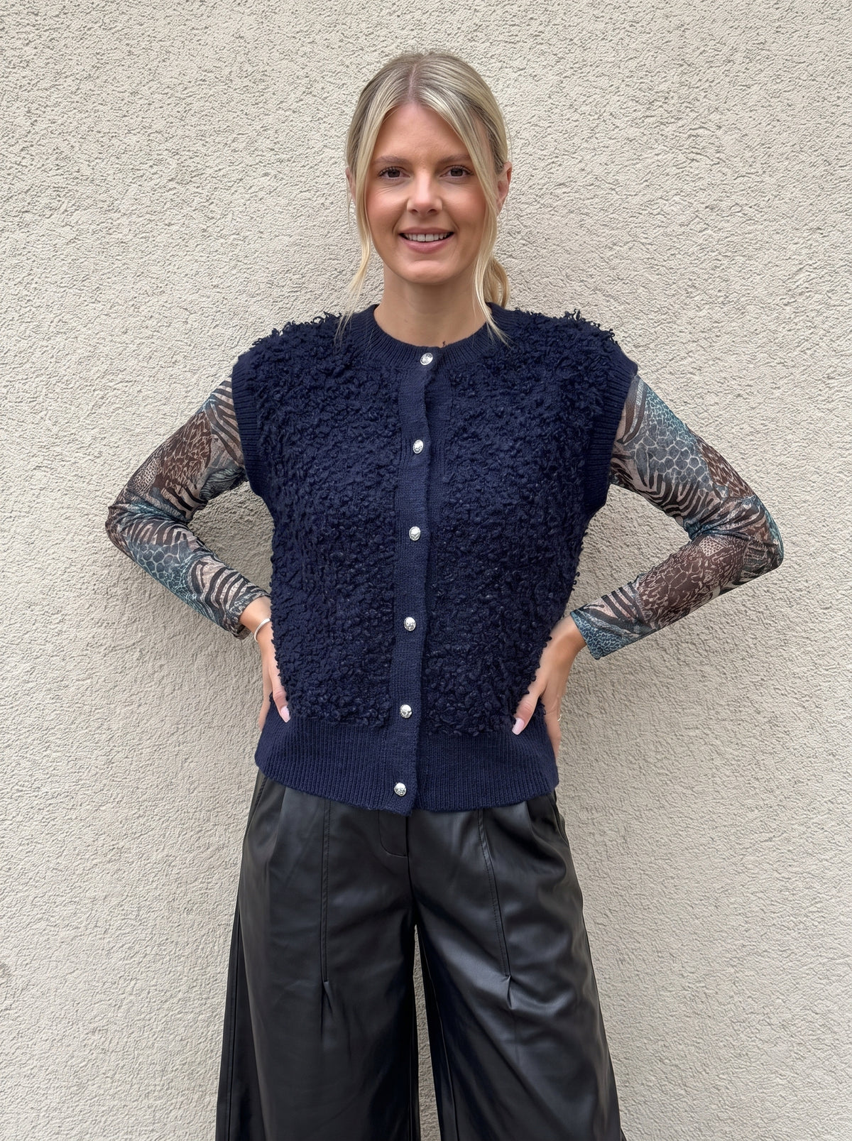 Prague Boucle Button Waistcoat