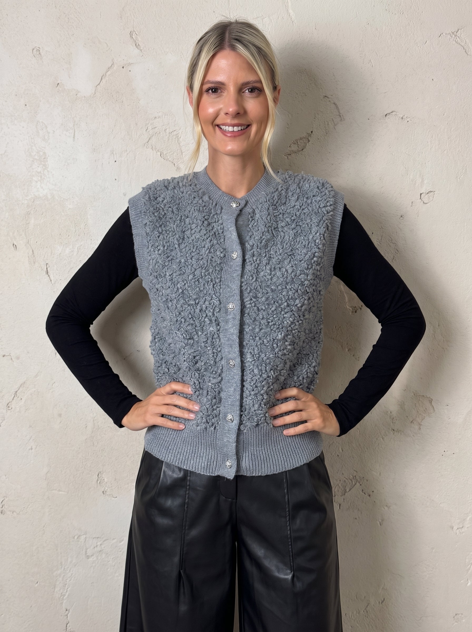 Prague Boucle Button Waistcoat