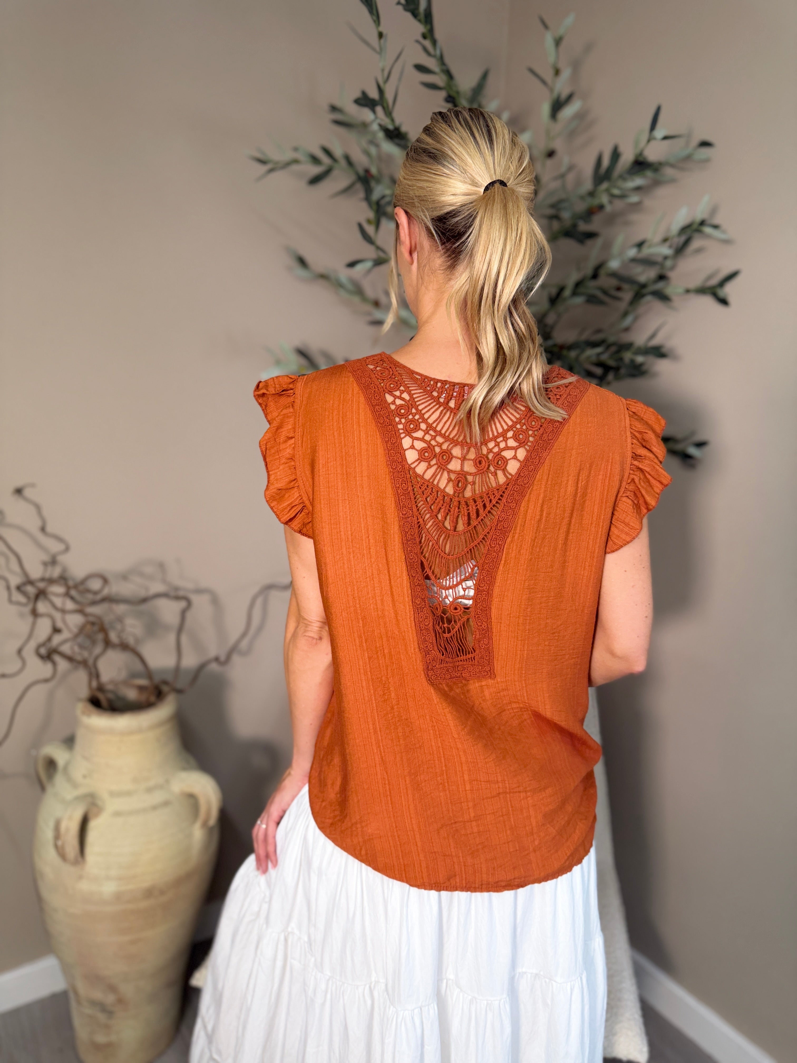 Monaco Crochet Back Top