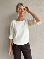 Oxford Frill Sleeve Knit