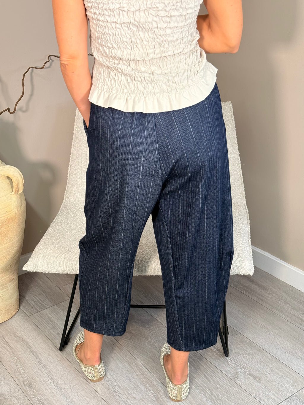 Palma Pinstripe Barrel Trousers