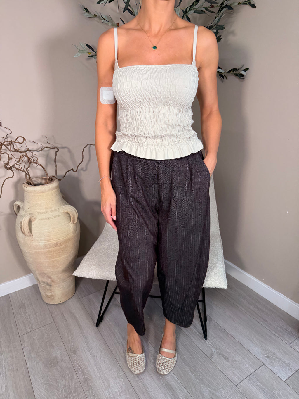 Palma Pinstripe Barrel Trousers