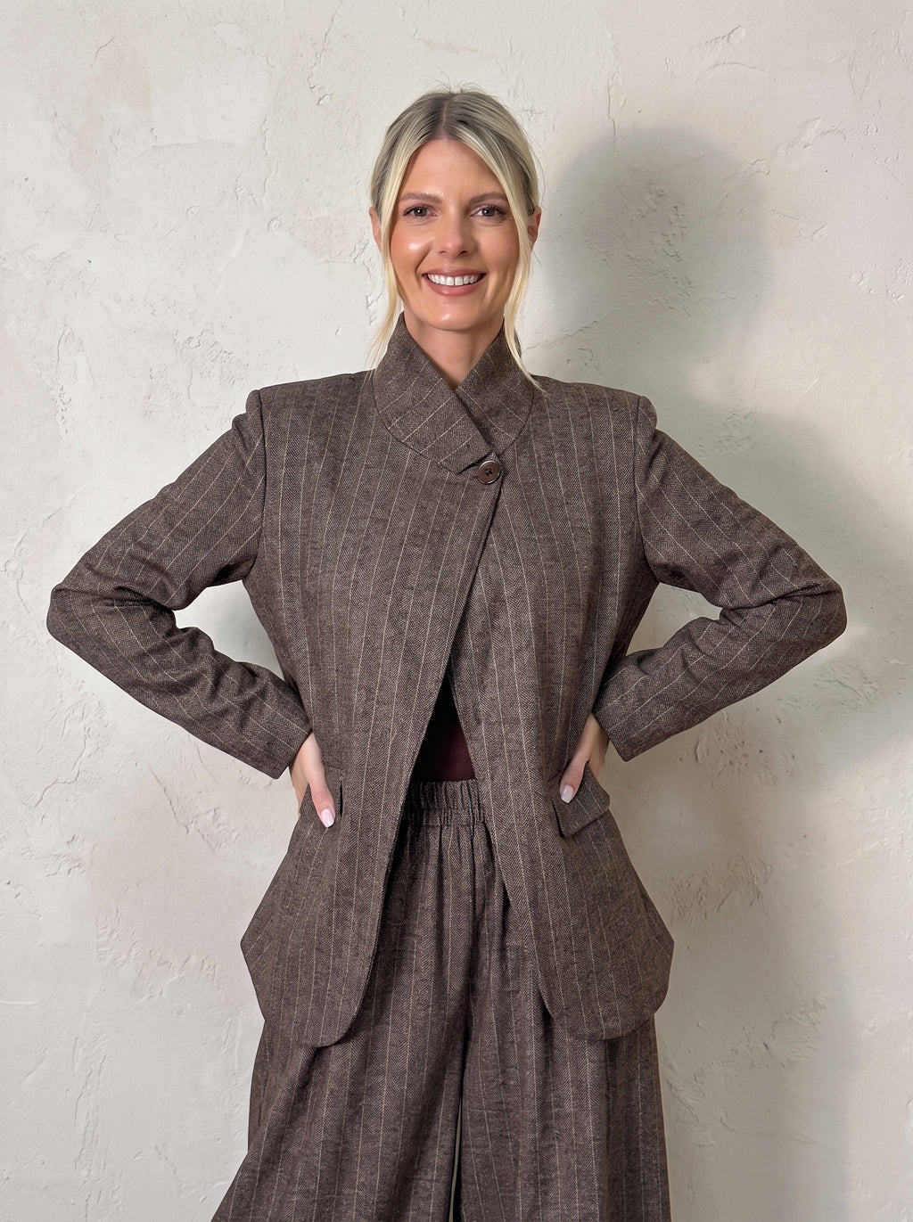 Portland Stripe Funnel Blazer