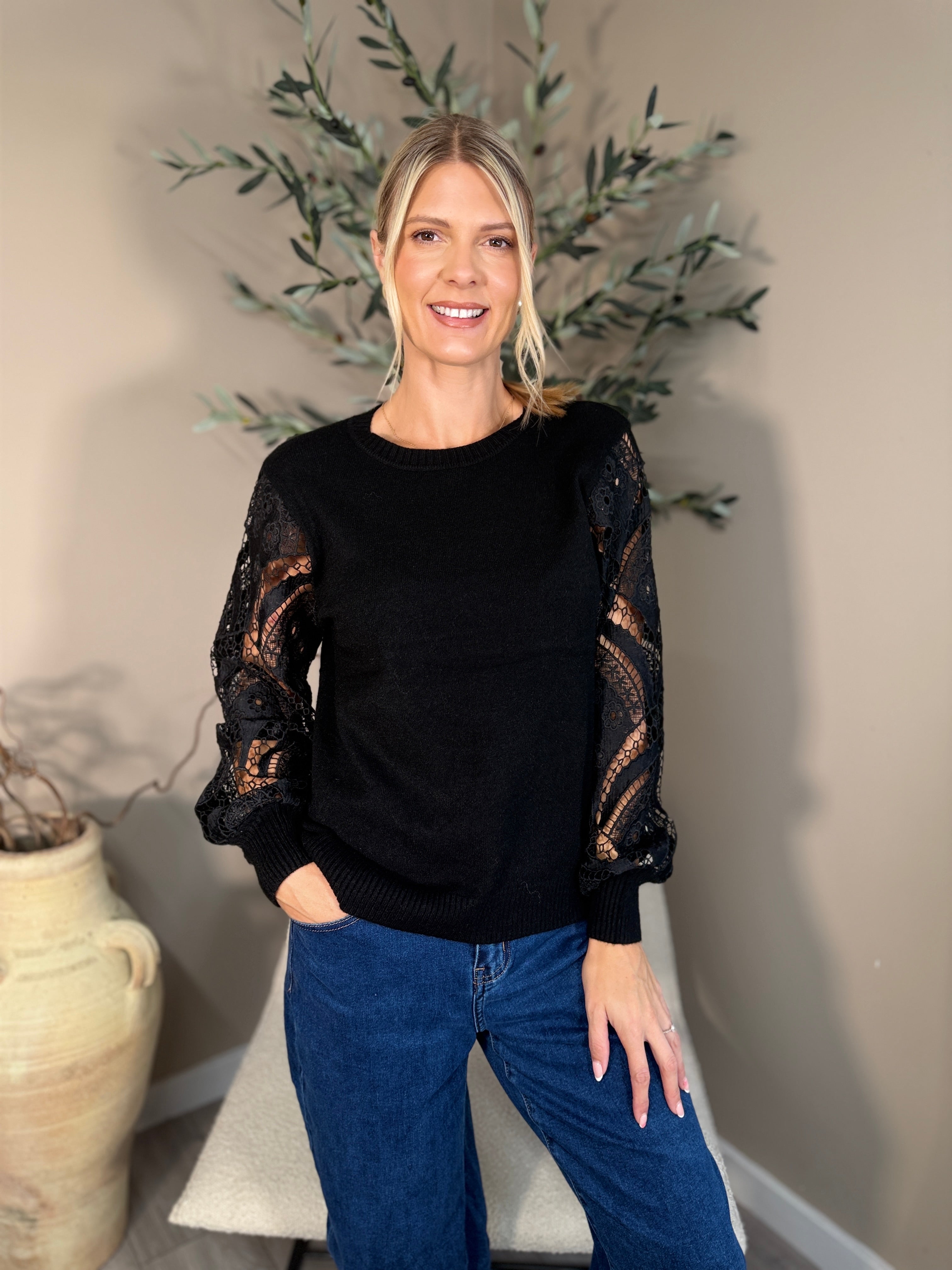 Vienna Lace Sleeve Knit