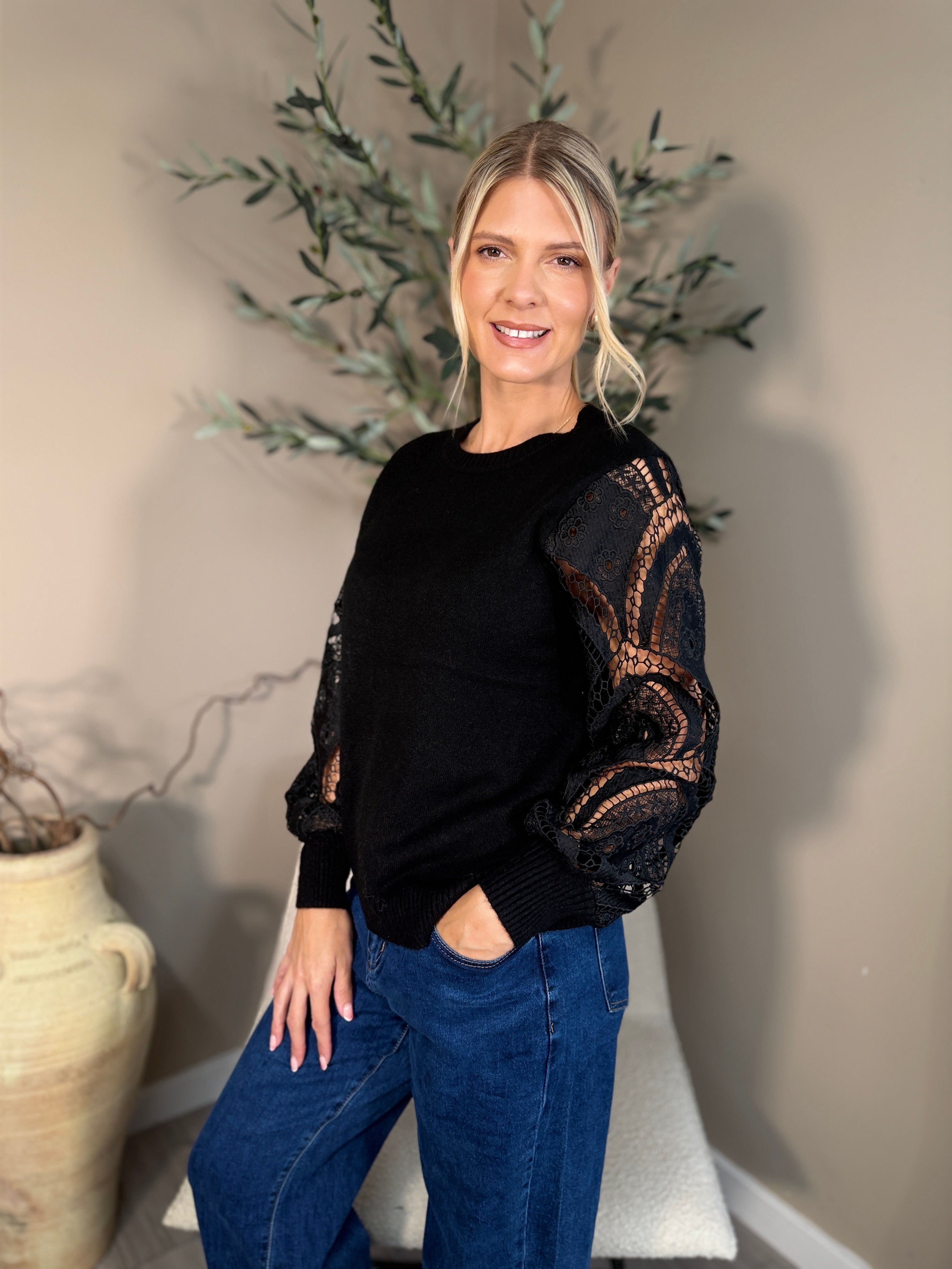 Vienna Lace Sleeve Knit