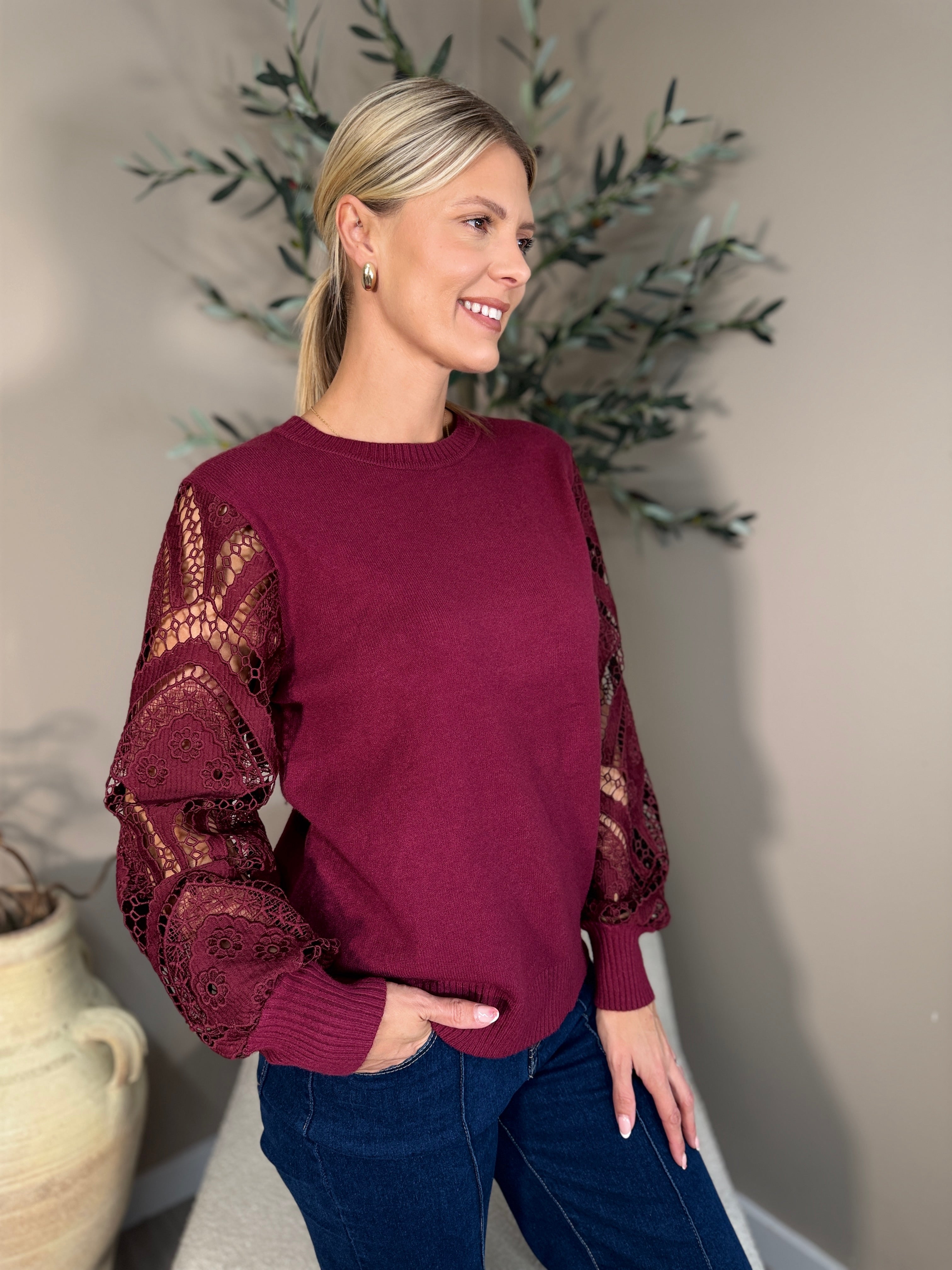 Vienna Lace Sleeve Knit